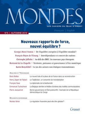 cover image of Mondes n°5--Les cahiers du Quai d'Orsay